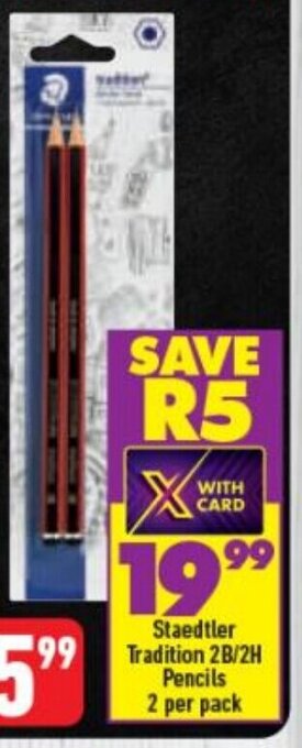 Staedtler Tradition 2B/2H Pencils 2 per pack