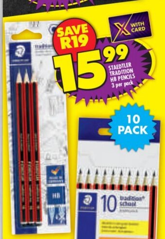 Staedtler Tradition HB Pencils 3 per pack
