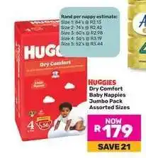 Game Huggies Dry Comfort Baby Nappies Jumbo Pack Assorted Sizes offer