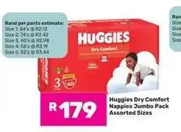 Game Huggies Dry Comfort Nappies Jumbo Pack Assorted Sizes offer