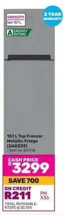 Game 157 L Top Freezer Metallic Fridge (DAD239) offer