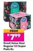 Game Great Value Maxi Regular OR Super Pads 8s offer