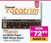 Game Mondi Rotatrim A4 White Paper 500 Sheet Ream offer