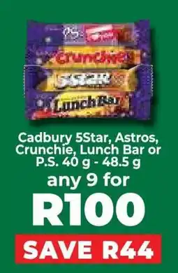 Food Lover's Market Cadbury 5Star, Astros, Crunchie, Lunch Bar or P.S. 40 g - 48.5 g offer