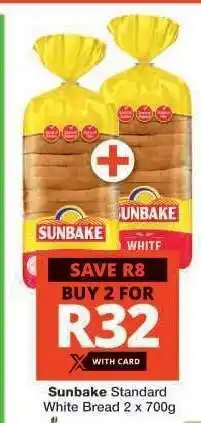 Checkers Sunbake Standard White Bread 2 x 700g offer