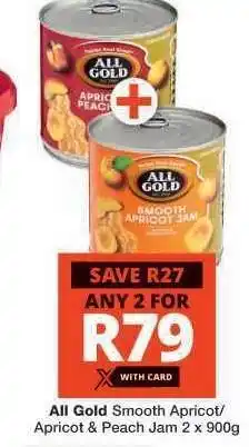 Checkers All Gold Smooth Apricot/Apricot & Peach Jam 2 x 900g offer