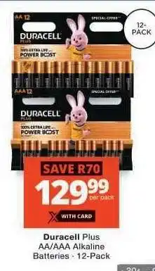 Checkers Duracell Plus AA/AAA Alkaline Batteries - 12-Pack offer