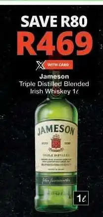Checkers Jameson Triple Distilled Blended Irish Whiskey 1ℓ offer