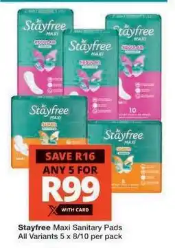 Checkers STAYFREE MAXI SANITARY PADS offer