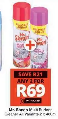 Checkers MR. SHEEN MULTI-SURFACE CLEANER offer