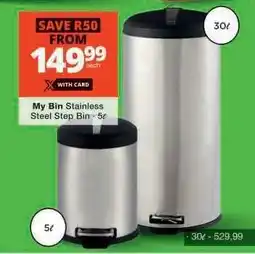 Checkers My Bin Stainless Steel Step Bin - 50ℓ offer
