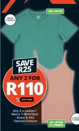 Checkers Men's and Ladies' T-Shirts/Vests offer