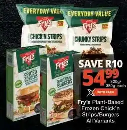 Checkers Fry's Plant-Based Frozen Chick'n Strips/Burgers offer