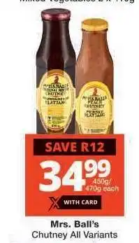 Checkers MRS. BALL'S CHUTNEY all variants offer