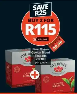 Checkers FIVE ROSES CEYLON BLEND TEABAGS offer