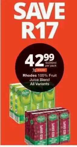 Checkers RHODES 100% FRUIT JUICE BLEND offer