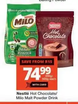 Checkers Nestlé Hot Chocolate/Milo Malt Powder Drink offer