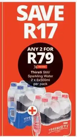 Checkers THIRSTI Still/Sparkling Water offer