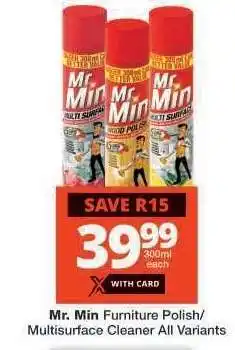 Checkers Mr. Min Furniture Polish/Multisurface Cleaner offer