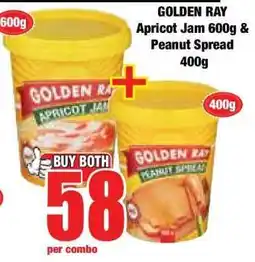 Boxer GOLDEN RAY Apricot Jam 600g & Peanut Spread 400g offer