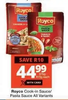 Checkers Royco Cook-in Sauce/Pasta Sauce All Variants offer