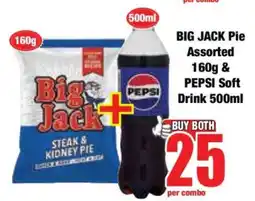 Boxer BIG JACK Pie Assorted 160g & PEPSI Soft Drink 500ml offer