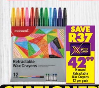 Shoprite Monami Retractable Wax Crayons 12 per pack offer