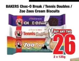 Boxer BAKERS Choc-O Break / Tennis Doubles / Zoo Zoos Cream Biscuits offer