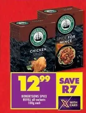 Shoprite ROBERTSONS SPICE REFILL all variants 100g each offer