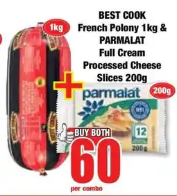 Boxer BEST COOK French Polony 1kg & PARMALAT Full Cream Processed Cheese Slices 200g offer