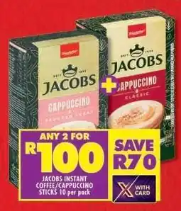 Shoprite JACOBS INSTANT COFFEE/CAPPUCCINO STICKS 10 per pack offer