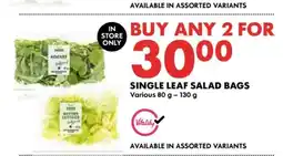 Woolworths SINGLE LEAF SALAD BAGS offer