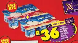 Shoprite DANONE NUTRIDAY SMOOTH YOGHURT 6x100g per pack offer