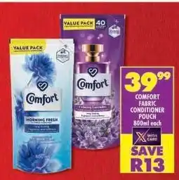 Shoprite COMFORT FABRIC CONDITIONER POUCH 800ml each offer