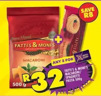 Shoprite Fatti's & Moni's Macaroni/Spaghetti Pasta 500g offer
