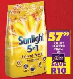 Shoprite SUNLIGHT HANDWASH POWDER 2kg offer