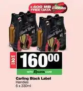 Spar Tops Carling Black Label Handies-For 2 x 6 x 330ml offer