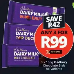 Checkers Cadbury Chocolate Slab All Variants offer