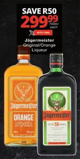 Checkers Jagermeister Original/ Orange Liqueur offer