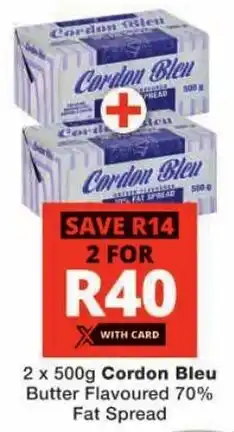 Checkers Cordon Bleu Butter Flavoured 70% Fat Spread offer