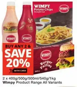 Checkers Wimpy Product Range All Variants offer