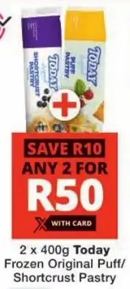 Checkers Today Frozen Original Puff/ Shortcrust Pastry offer