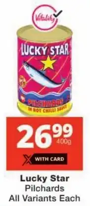 Checkers Lucky Star Pilchards All Variants offer