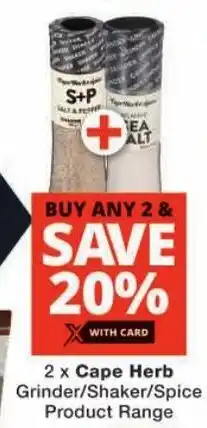 Checkers Cape Herb Grinder/Shaker/ Spice Product Range offer