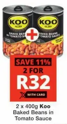 Checkers Koo Baked Beans in Tomato Sauce offer