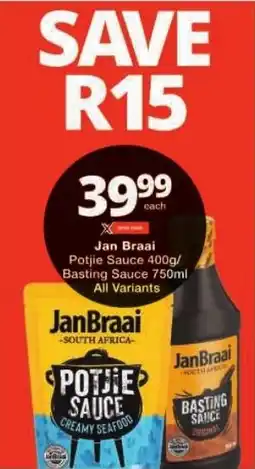 Checkers Jan Braai Potjie Sauce/ Basting Sauce All Variants offer