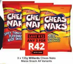Checkers Willards Cheas Naks Maize Snack All Variants offer