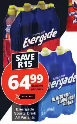 Checkers Energade Sports Drink All Variants offer