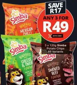 Checkers Simba Potato Chips All Variants offer