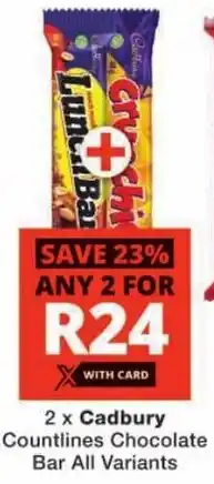 Checkers Cadbury Countlines Chocolate Bar All Variants offer
